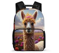 TPISLI Kawaii Llama Daypack for Kids and Teens Age 5-10 Animal Alpaca School Bag for Girls Boys Year 2-5, Adjustable Straps 1680D Fabric Back to School Gift