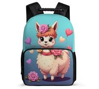 TPISLI Kawaii Llama Pattern Bookbag for Kids Primary Age 6-11 Animal Alpaca Rucksack for Kids and Teens School Years 1-4, Adjustable Straps Padded Back Birthday Gift