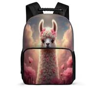 TPISLI Kawaii Llama School Backpack for Boys Girls Age 5-10 Animal Alpaca Rucksack for Students Year 3-6, Side Pockets Soft Felt Details Back to School Gift