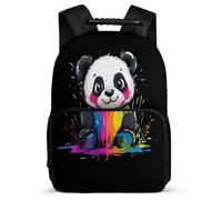 TPISLI Kawaii Panda Motif Bookbag for Children School Years 2-5 Animal Panda Backpack for Kids and Teens Year 2-5, Adjustable Straps Soft Felt Details Outdoor Day Trips