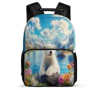 TPISLI Kawaii Polar Bear Daypack for Boys Primary School, Animal Print Backpack Primary Age 6-11, Durable School Bag, Sturdy Handle, Outdoor Travel, Day Trips