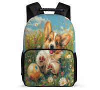 TPISLI Kawaii Welsh Corgi School Backpack School Years 1-4 for Students 7-11 Year Olds Animal Puppy Daypack Girls Boys, Sturdy Handle Durable Travel Daily Use