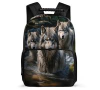 TPISLI Kid School Bag Wolves Backpack Girl Elementary/Middle School Student Daypack Boy Rucksack Animal Wolf Book Bag Travel Lightweight for Teenage