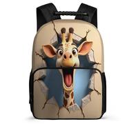 TPISLI Kids and Teens 3D Print Giraffe Bookbag Year 3-6 Animal Backpack for Kids and Teens Junior School, 1680D Fabric Adjustable Straps Travel Daily Use
