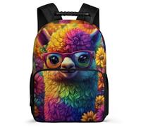 TPISLI Kids and Teens Alpaca Design Daypack for School Animal Print Rucksack Ages 6-10 Junior School, Adjustable Straps Soft Felt Details Daily Essentials