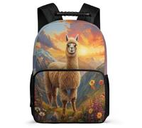 TPISLI Kids and Teens Alpaca Design Daypack Primary Age 6-11 Animal Llama School Bag for Kids and Teens Year 2-5, Adjustable Straps Durable School Travel