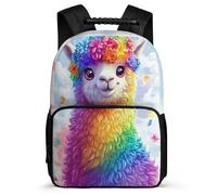 TPISLI Kids and Teens Alpaca Pattern Backpack School Years 2-5 Animal Llama Rucksack for Kids and Teens Primary Classes, Soft Felt Details Adjustable Straps Short Trips