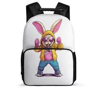 TPISLI Kids and Teens Animal Bunny Print School Backpack 6-11 Years Rabbit Motif Daypack for Boys Girls Primary School, Sturdy Handle Durable Travel Daily Use