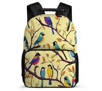 TPISLI Kids and Teens Bird Colorful Backpack for School Plant Leaf Bookbag Primary Age 6-11 School Years 1-4, Sturdy Handle Padded Back Outdoor Day Trips