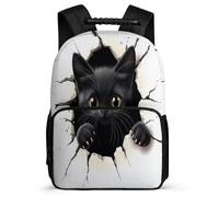 TPISLI Kids and Teens Black Cat School Backpack 6-11 Years Cute Kitten Bookbag for Children Primary School, Adjustable Straps Durable Outdoor Day Trips