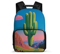 TPISLI Kids and Teens Cactus Design Rucksack 8-12 Years Plants Print School Bag for Students Primary Classes, Sturdy Handle Soft Felt Details Travel Daily Use