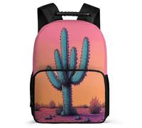 TPISLI Kids and Teens Cactus Motif Backpack 6-11 Years Plants Pattern Backpack for Girls Boys School Years 1-4, 1680D Fabric Soft Felt Details Birthday Gift