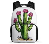 TPISLI Kids and Teens Cactus Print Rucksack for School Plants Cacti Motif Daypack Primary Age 6-11 School Years 1-4, Durable Soft Felt Details Outdoor Day Trips