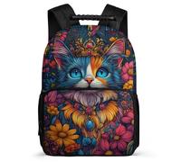 TPISLI Kids and Teens Cat Kitten Bookbag Year 3-6 Animal Cat Backpack for Kids and Teens Junior School, 1680D Fabric Adjustable Straps Travel Daily Use