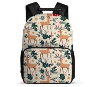 TPISLI Kids and Teens Christmas Theme Deer Bookbag for School Reindeer Motif Rucksack 7-11 Year Olds Junior School, Soft Felt Details Padded Back Outdoor Day Trips