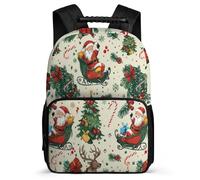 TPISLI Kids and Teens Christmas Theme School Backpack for School Father Christmas Backpack Age 7-12 Primary Classes, Durable Adjustable Straps Outdoor Day Trips