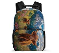 TPISLI Kids and Teens Cow Bookbag Year 3-6 Highland Cow Backpack for Kids and Teens Junior School, 1680D Fabric Adjustable Straps Travel Daily Use