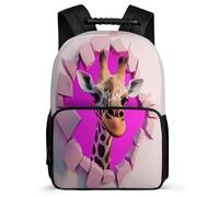 TPISLI Kids and Teens Cute Giraffe Print Rucksack Primary Age 6-11 Animal Design Backpack for Boys School Years 1-4, Adjustable Straps Soft Felt Details Travel Daily Use