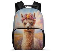 TPISLI Kids and Teens Cute Llama Motif School Backpack 7-11 Year Olds Animal Alpaca Backpack for Children Primary School, Side Pockets Adjustable Straps Birthday Gift