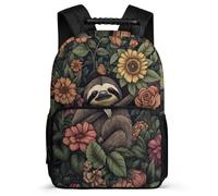 TPISLI Kids and Teens Cute Sloth Motif School Backpack 7-11 Year Olds Animal Print Backpack for Children Primary School, Side Pockets Adjustable Straps Birthday Gift