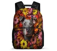 TPISLI Kids and Teens Dog Flowers Pattern Rucksack 6-11 Years Cute Animal Print Bookbag for Kids and Teens Primary Classes, Durable Adjustable Straps Outdoor Day Trips