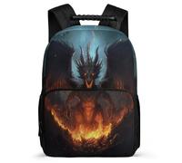 TPISLI Kids and Teens Evil Dragon Design School Backpack 7-11 Year Olds Dragon Backpack for Kids Year 2-5, Adjustable Straps Soft Felt Details School Travel