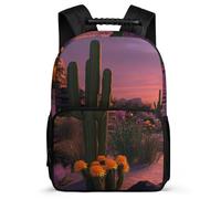 TPISLI Kids and Teens Fashion Cactus School Bag Ages 6-10 Plants Pattern Rucksack for Children School Years 1-4, Soft Felt Details 1680D Fabric Birthday Gift