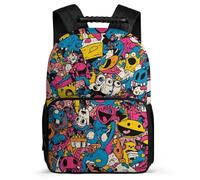 TPISLI Kids and Teens Fashion Graffiti Pattern Daypack School Years 2-5 Colourful Bookbag for Children Primary School, Adjustable Straps Side Pockets Birthday Gift