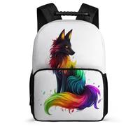 TPISLI Kids and Teens Fox Print Rucksack 8-12 Years Animal Design School Bag for Students Primary Classes, Sturdy Handle Soft Felt Details Travel Daily Use