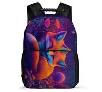 TPISLI Kids and Teens Fox Print School Bag Ages 6-10 Animal Design Rucksack for Children School Years 1-4, Soft Felt Details 1680D Fabric Birthday Gift