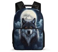 TPISLI Kids and Teens Full-Moon Wolves Backpack 8-12 Years Moon Wolf Backpack for Students Primary Classes, Soft Felt Details 1680D Fabric Travel Daily Use