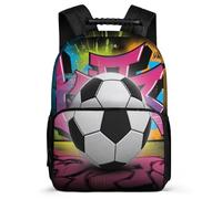 TPISLI Kids and Teens Graffiti Soccer Design Rucksack for School Football Daypack Primary Age 6-11 School Years 1-4, Durable Soft Felt Details Outdoor Day Trips