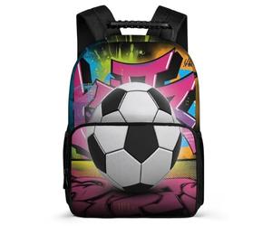 TPISLI Kids and Teens Graffiti Soccer Design Rucksack for School Football Daypack Primary Age 6-11 School Years 1-4, Durable Soft Felt Details Outdoor Day Trips