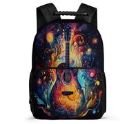 TPISLI Kids and Teens Guitar Pattern Backpack 7-11 Year Olds Music Lover Bookbag for Girls Primary School, Soft Felt Details Lightweight Daily Essentials