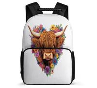 TPISLI Kids and Teens Highland Cattle Rucksack 6-11 Years Animal Design Bookbag for Kids and Teens Primary Classes, Durable Adjustable Straps Outdoor Day Trips