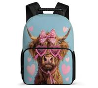TPISLI Kids and Teens Highland Cow Backpack 8-12 Years Animal Bull Backpack for Students Primary Classes, Soft Felt Details 1680D Fabric Travel Daily Use