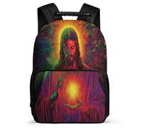 TPISLI Kids and Teens Jesus Motif School Backpack 7-11 Year Olds Jesus Christian Backpack for Children Primary School, Side Pockets Adjustable Straps Birthday Gift