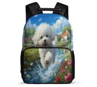 TPISLI Kids and Teens Kawaii Bichon Frise Rucksack for School Cute Dog School Bag Ages 6-10 Primary Classes, Adjustable Straps Side Pockets Daily Essentials