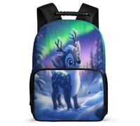 TPISLI Kids and Teens Kawaii Reindeer Design Backpack 8-12 Years Cute Deer Print Daypack for Kids and Teens Primary School, Side Pockets Soft Felt Details Daily Essentials