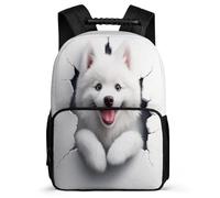 TPISLI Kids and Teens Kawaii Samoyed Dog Bookbag Ages 6-10 Animal Puppy Backpack for Students Junior School, Adjustable Straps Sturdy Handle Back to School Gift