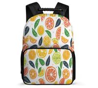 TPISLI Kids and Teens Lemon Design Backpack 7-11 Year Olds Fruit Print Bookbag for Girls Primary School, Soft Felt Details Lightweight Daily Essentials