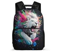 TPISLI Kids and Teens Lion Art Motif School Bag 7-11 Year Olds Animal Lion Rucksack for Students Primary School, Adjustable Straps Lightweight Travel Daily Use