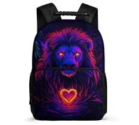 TPISLI Kids and Teens Lion Design Backpack 7-11 Year Olds Animal Print Bookbag for Girls Primary School, Soft Felt Details Lightweight Daily Essentials