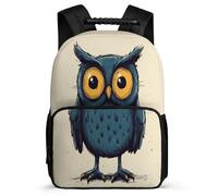 TPISLI Kids and Teens Owl Pattern Rucksack Age 7-12 Bird Illustration School Bag for Children Junior School, Soft Felt Details Adjustable Straps Travel Daily Use