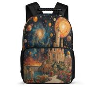 TPISLI Kids and Teens Planets Motif Backpack 8-12 Years Starry Sky Backpack for Students Primary Classes, Soft Felt Details 1680D Fabric Travel Daily Use