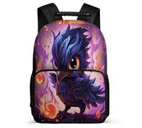 TPISLI Kids and Teens Raven Bird School Backpack Age 7-12 Colourful Crows Daypack for Children Junior School, Soft Felt Details Durable Outdoor Day Trips