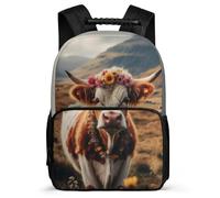 TPISLI Kids and Teens Scottish Highland Cattle Rucksack 6-11 Years Cow Backpack for Kids and Teens Primary School, Adjustable Straps Padded Back Travel Daily Use