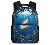 TPISLI Kids and Teens Shark Motif School Backpack Age 7-12 Marine Animal Daypack for Children Junior School, Soft Felt Details Durable Outdoor Day Trips