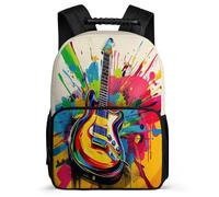 TPISLI Kids and Teens Singer Music Lover School Backpack Age 7-12 Guitar Pattern Daypack for Children Junior School, Soft Felt Details Durable Outdoor Day Trips