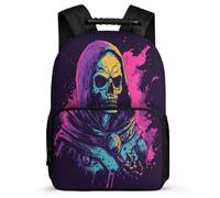 TPISLI Kids and Teens Skeleton Motif Bookbag Year 3-6 Skull Pattern Backpack for Kids and Teens Junior School, 1680D Fabric Adjustable Straps Travel Daily Use